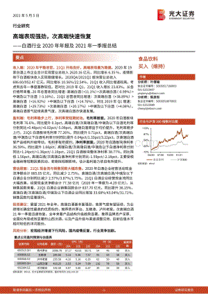 白酒行业2020年年报及2021年一季报总结.pdf