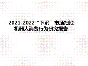 2021-2022“下沉”市场扫地机器人消费行为研究报告.pptx