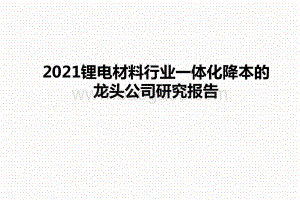 2021锂电材料行业一体化降本的龙头公司研究报告.pptx