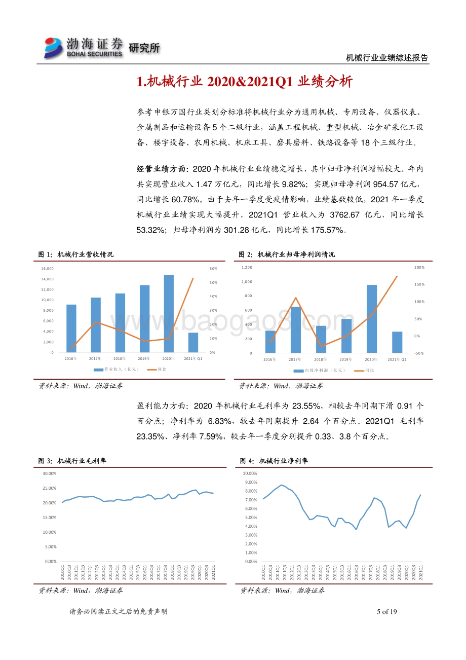 机械行业2020年报及2021一季报综述：2020业绩稳定增长2021Q1加速回暖.pdf_第5页