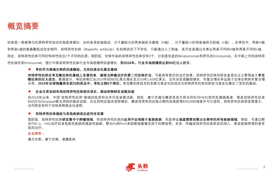 2020年中国双特异性抗体行业概览.pdf_第2页