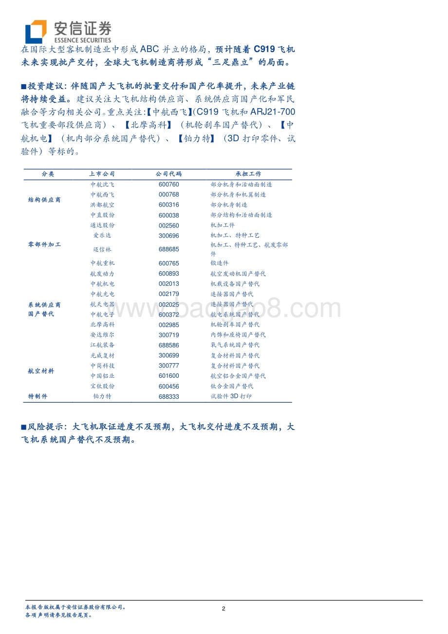 大飞机产业链深度分析（一）：大国重器民机启航.pdf_第2页