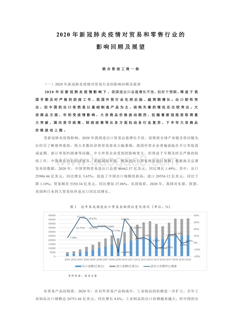 2020年新冠肺炎疫情对贸易和零售行业的影响回顾及展望.pdf_第1页