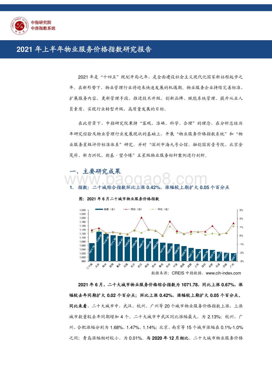 2021年上半年物业服务价格指数研究报告.pdf_第1页