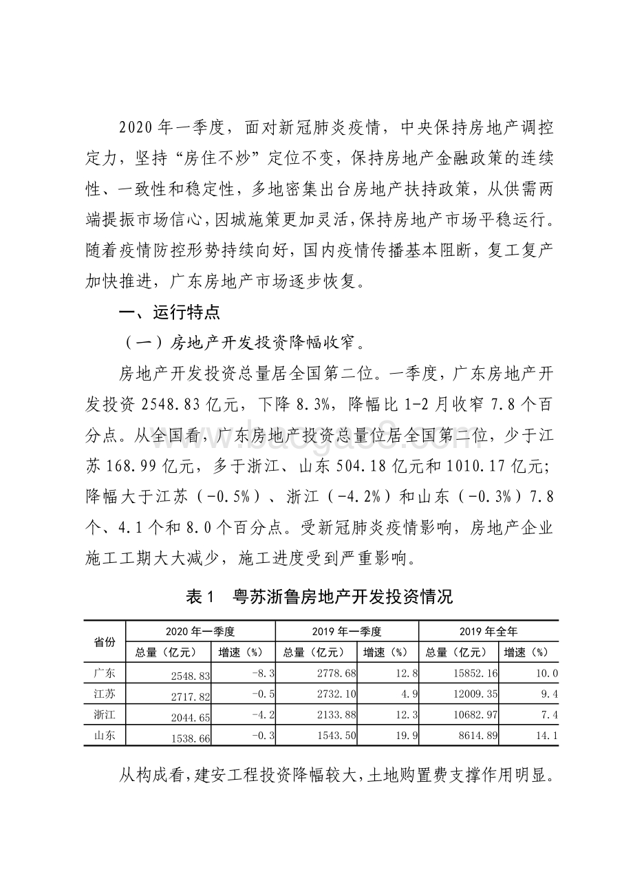 2020年一季度广东房地产开发完成情况分析.pdf_第2页