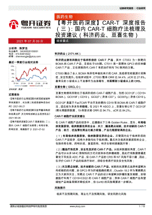 CAR-T深度报告（三）：国内CAR-T细胞疗法梳理及投资建议.pdf