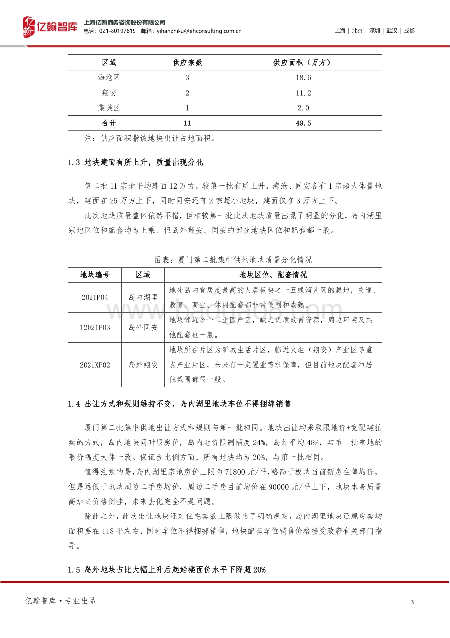 厦门第二批集中供地深度解读：岛外放量市场出现降温.pdf_第3页