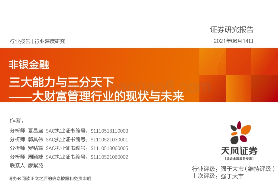 大财富管理行业的现状与未来：三大能力与三分天下.pdf_第1页