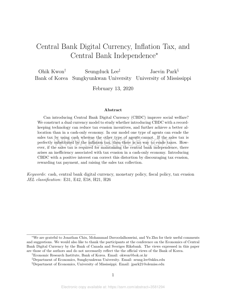 央行数字货币、通货膨胀税和央行独立性（英文版）.pdf_第1页