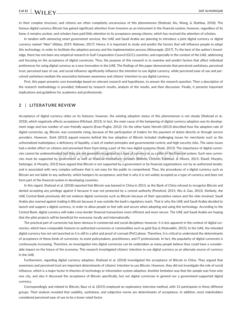 预测阿联酋使用数字货币意愿的决定因素：一项实证研究（英文版）.pdf_第2页
