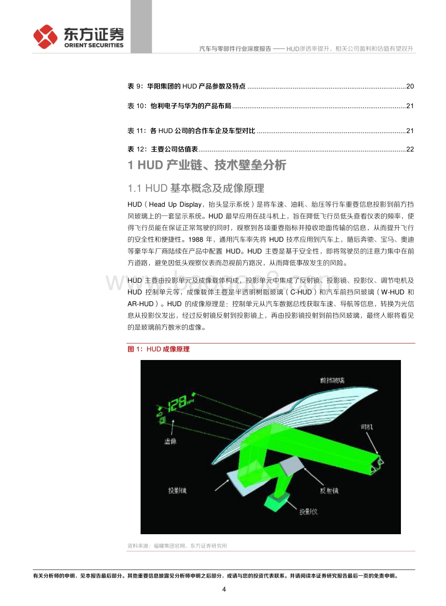 智能汽车系列报告之三：HUD渗透率提升相关公司盈利和估值有望双升.pdf_第4页