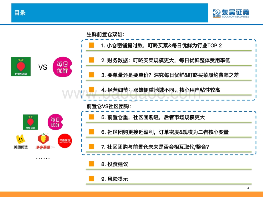 生鲜电商深度分析：生鲜电商战事升级路向何方叮咚买菜VS每日优鲜VS社区团购.pdf_第4页