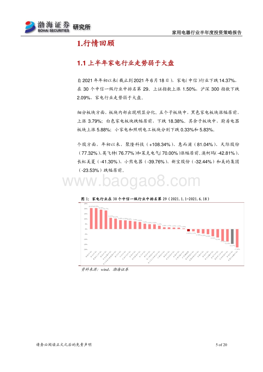家电行业2021年半年度投资策略报告：聚焦高景气度板块关注细分行业龙头.pdf_第5页