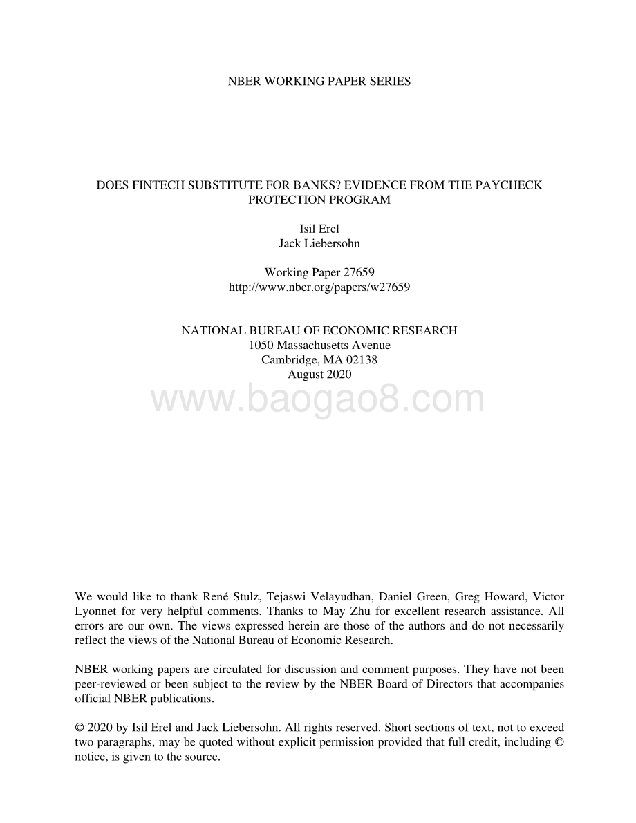 金融科技能代替银行吗？工资保障计划的证据（英文版）.pdf_第1页