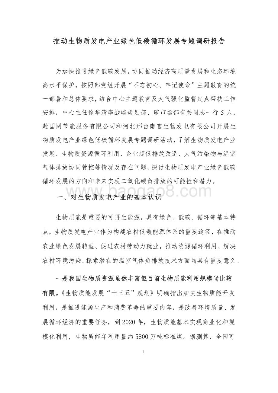 推动生物质发电产业绿色低碳循环发展专题调研报告.pdf_第1页