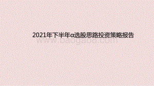 2021年下半年α选股思路投资策略报告.pptx