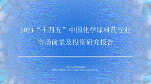 2021年“十四五”中国化学原料药行业市场前景及投资研究报告.pdf