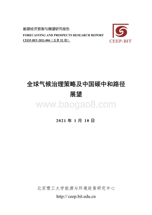 全球气候治理策略及中国碳中和路径展望.pdf