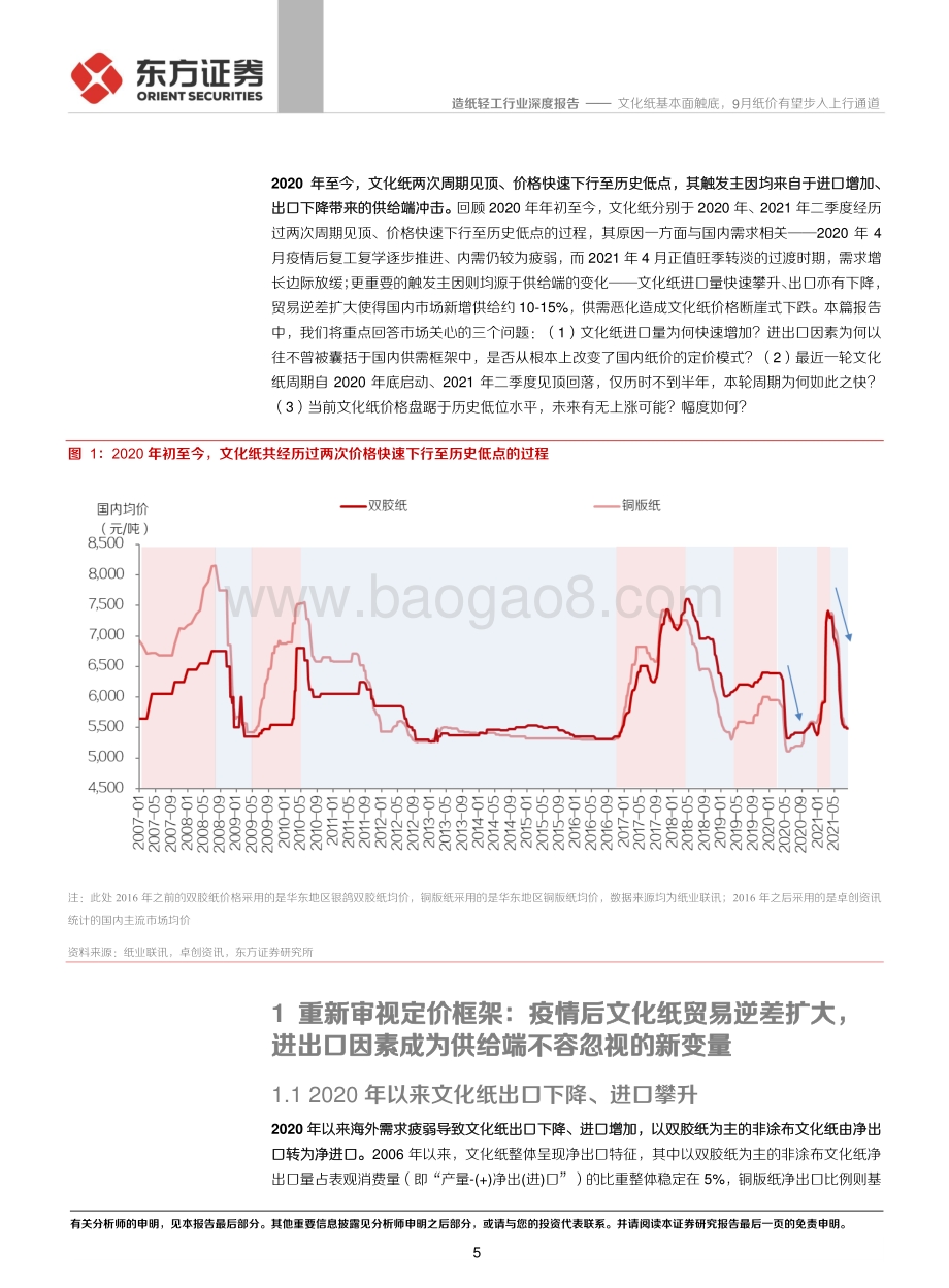 文化纸历史周期复盘及走势展望：文化纸基本面触底9月纸价有望步入上行通道.pdf_第5页