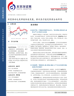 供需推动毛发移植快速发展雍禾医疗植发养固全面布局.pdf
