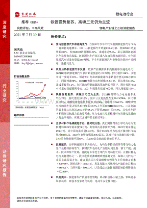 锂电产业链之正极深度报告：铁锂强势复苏高镍三元仍为主流.pdf