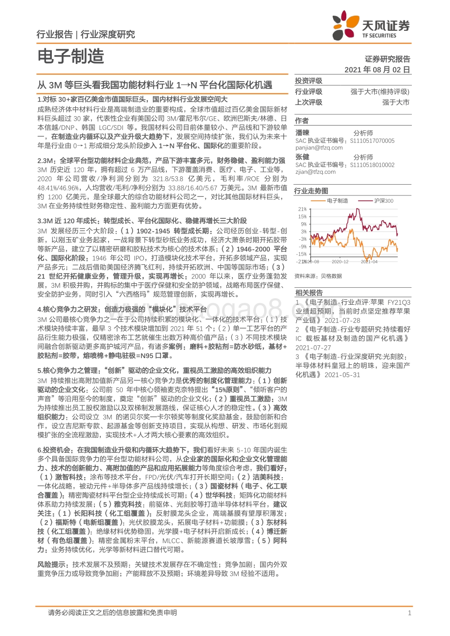 从3M等巨头看我国功能材料行业1→N平台化国际化机遇.pdf_第1页