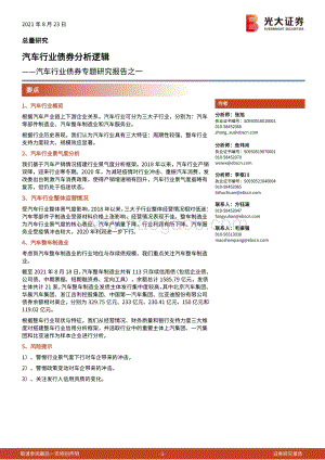 汽车行业债券分析逻辑.pdf