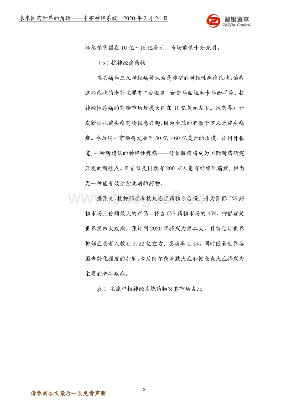 未来医药世界的角逐：中枢神经系统.pdf_第5页