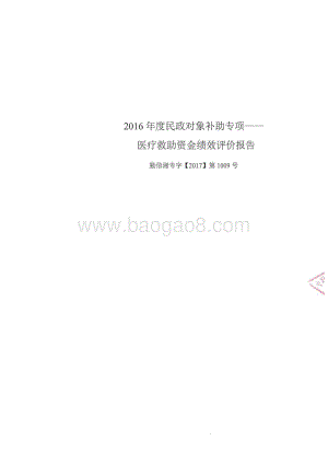2016年民政对象补助专项—医疗救助绩效评价报告（湖南）.pdf