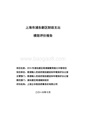 2015年浦东新区周浦镇繁荣路大中修项目绩效评价报告.docx