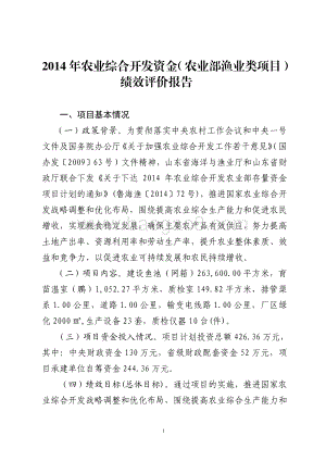 2014年农业综合开发资金（农业部渔业类项目）绩效评价报告（山东）.pdf