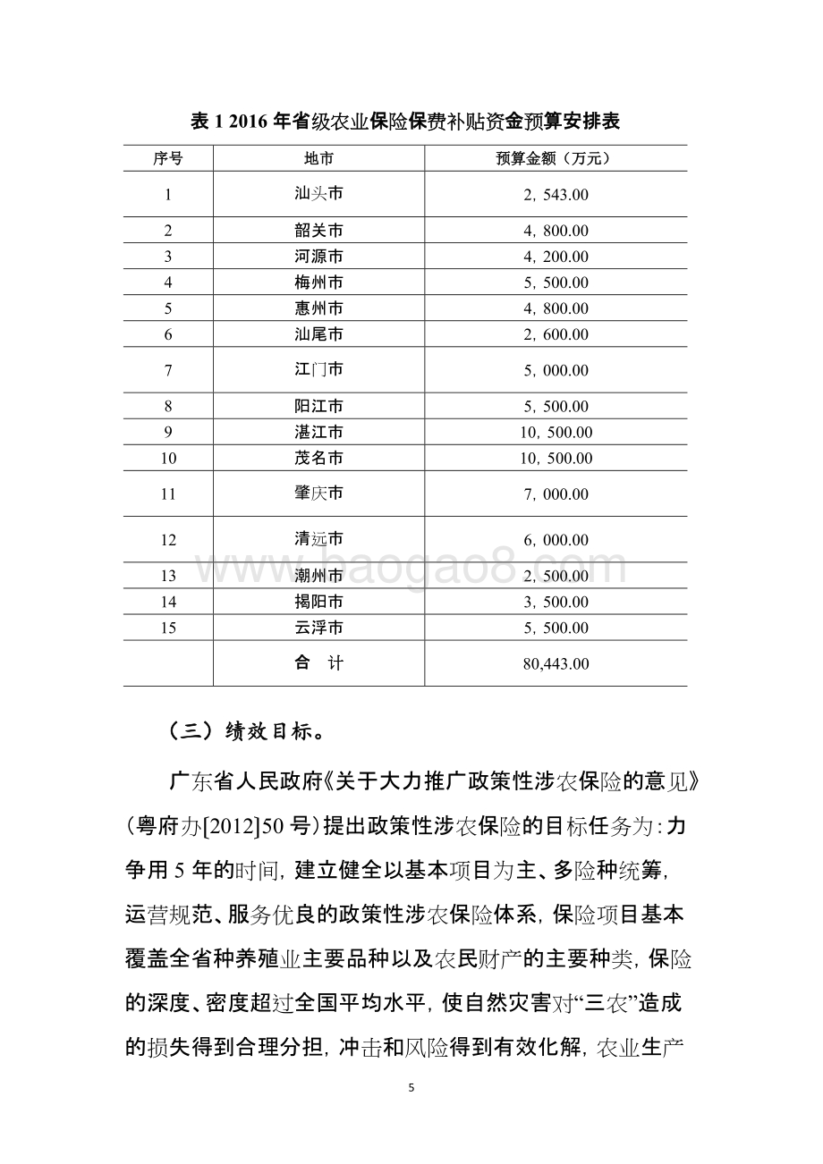 2016年度广东省农业保险保费补贴资金使用绩效评价报告.doc_第5页