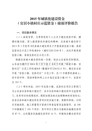 2015年城镇化建设资金（宜居小镇村庄示范资金）绩效评价报告（山东）.pdf