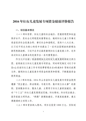 2016年度妇女儿童发展专项资金绩效评价报告（山东）.pdf