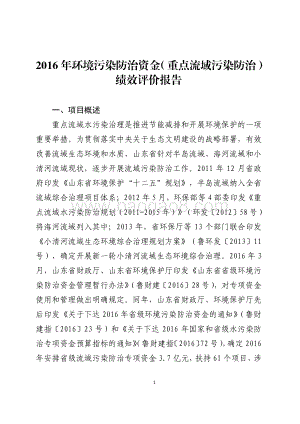 2016年环境污染防治资金（重点流域污染防治）绩效评价报告（山东）.pdf