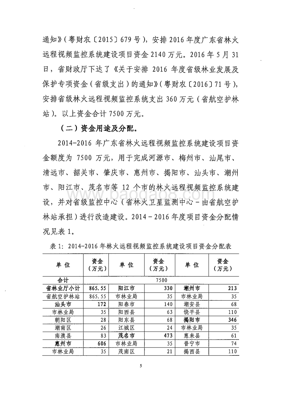 2014-2016年度广东省林火远程视频监控系统项目绩效评价报告.pdf_第5页