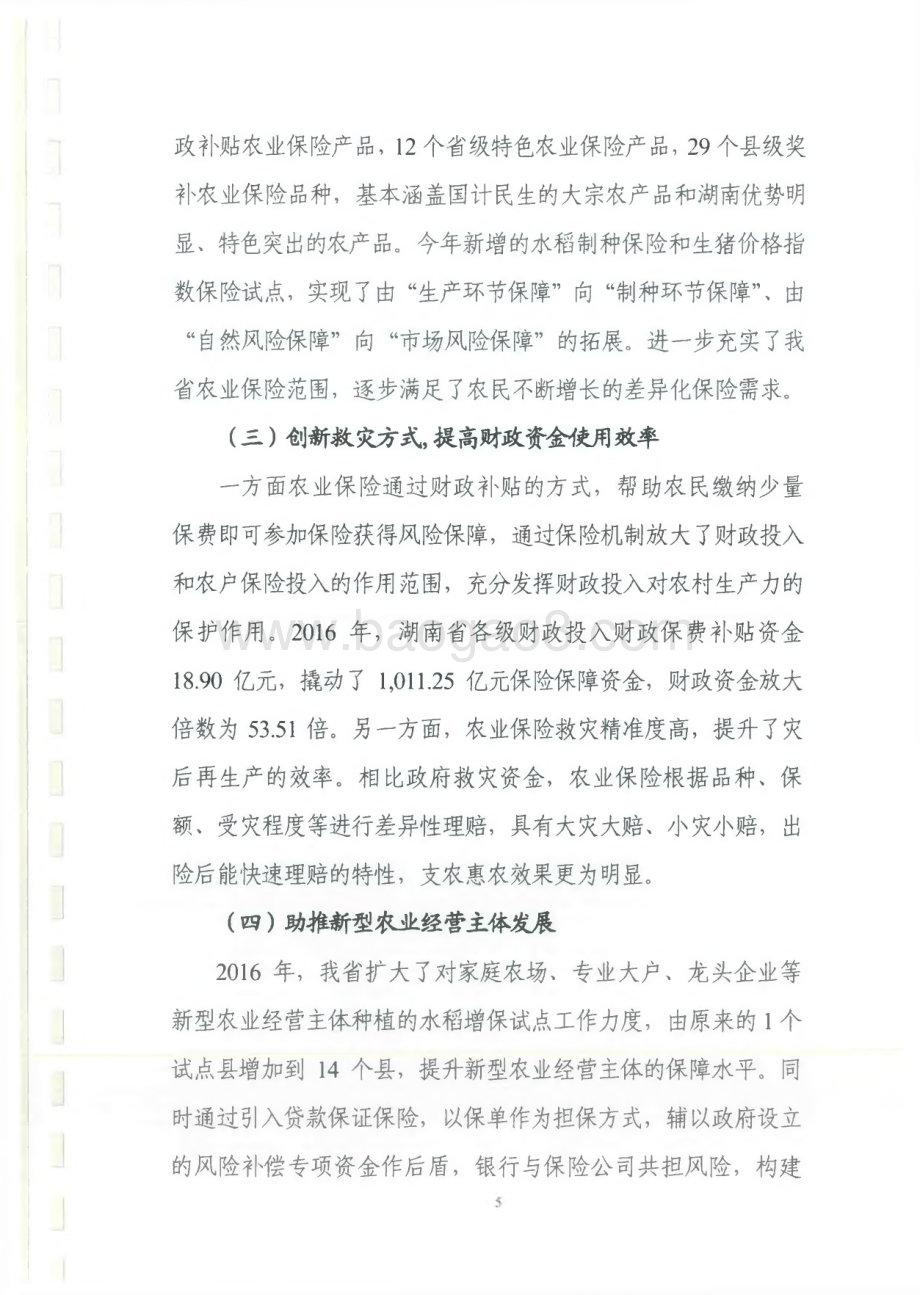 2016年农业保险保费补贴专项绩效评价报告（湖南）.pdf_第5页