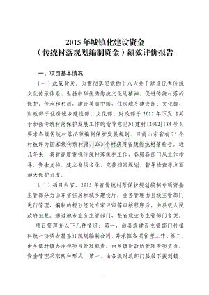 2015年城镇化建设资金（传统村落规划编制资金）绩效评价报告（山东）.pdf