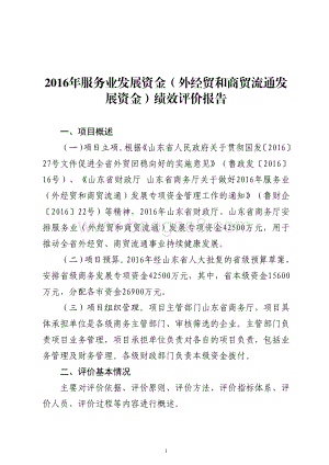 2016年服务业发展资金（外经贸和商贸流通发展资金）绩效评价报告（山东）.pdf