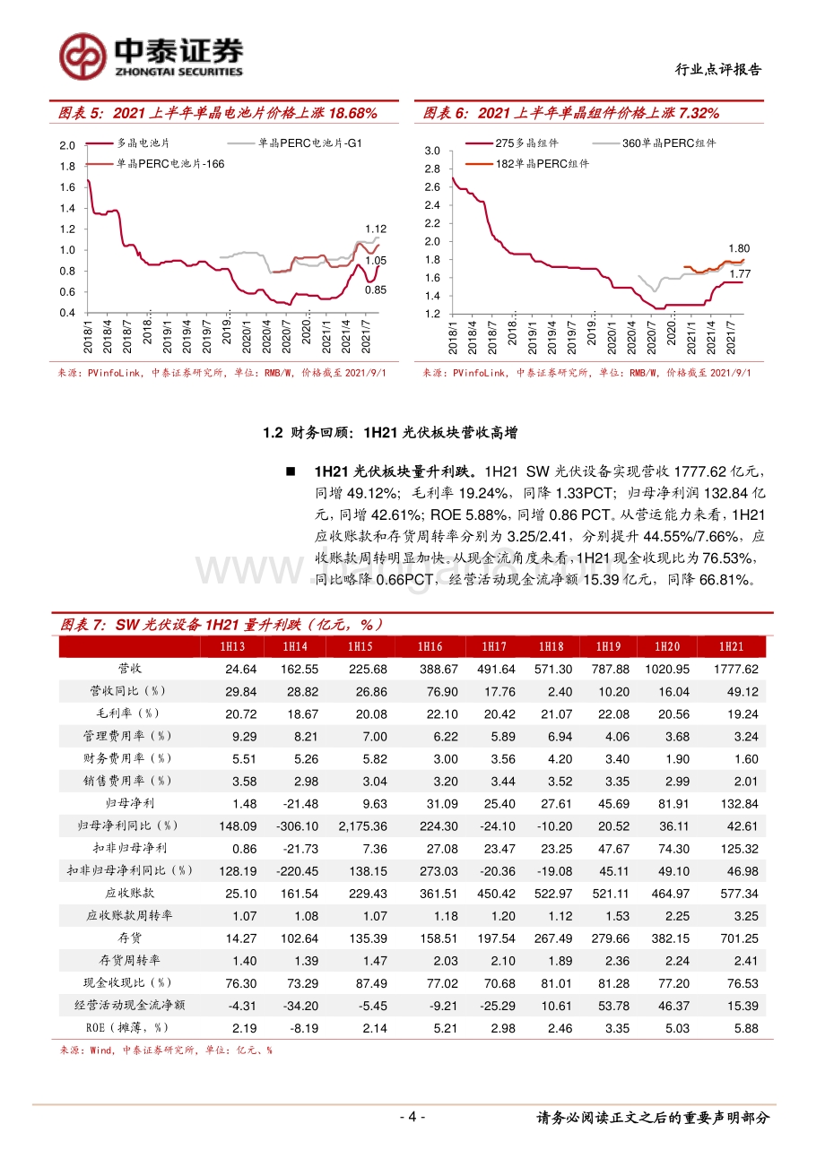 2021光伏行业中报点评：光伏营收高增硅料表现亮眼.pdf_第4页