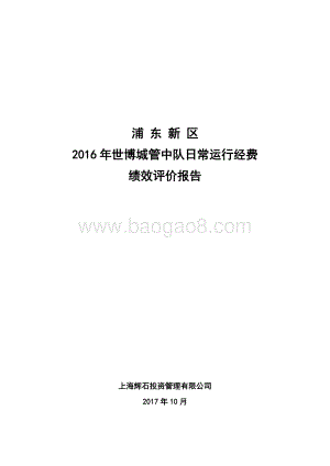 2016年世博城管中队日常运行经费绩效评价报告.docx