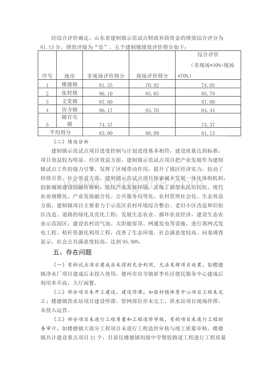 2015-2017年度山东省建制镇示范试点财政补助资金绩效评价报告.docx_第4页