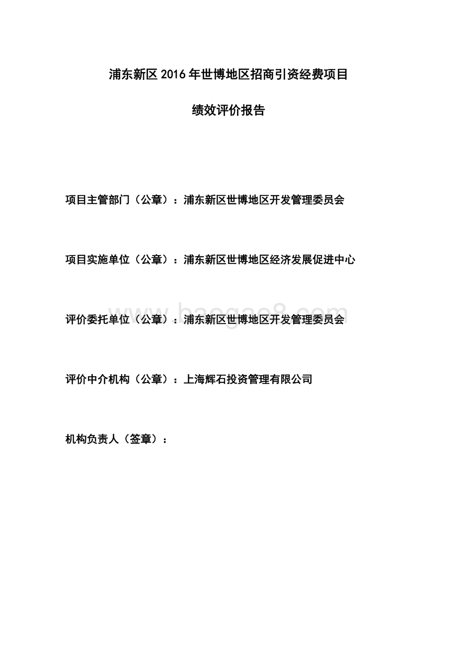 2016年世博地区招商引资经费项目绩效评价报告.docx_第2页