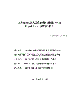 2016 年漕河泾街道社区道路整治项目绩效评价.pdf