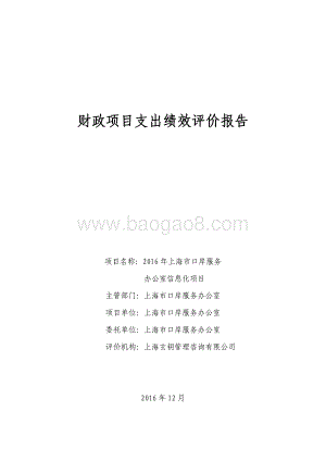 2016 年上海市口岸服务办公室信息化项目绩效评价报告.pdf