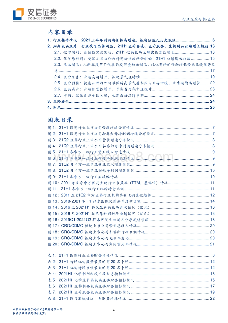 医药行业2021年中报总结：医药整体上半年恢复性增长明显各景气赛道延续景气度.pdf_第4页