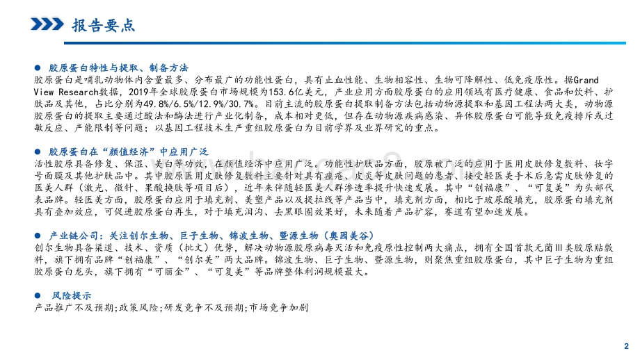 胶原蛋白行业研究报告：胶原蛋白风起颜值经济应用正当时.pdf_第2页