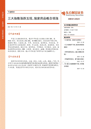 20211231-东方财富证券-午盘解读_三大指数涨跌互现_独家药品概念领涨_2页_211kb.pdf