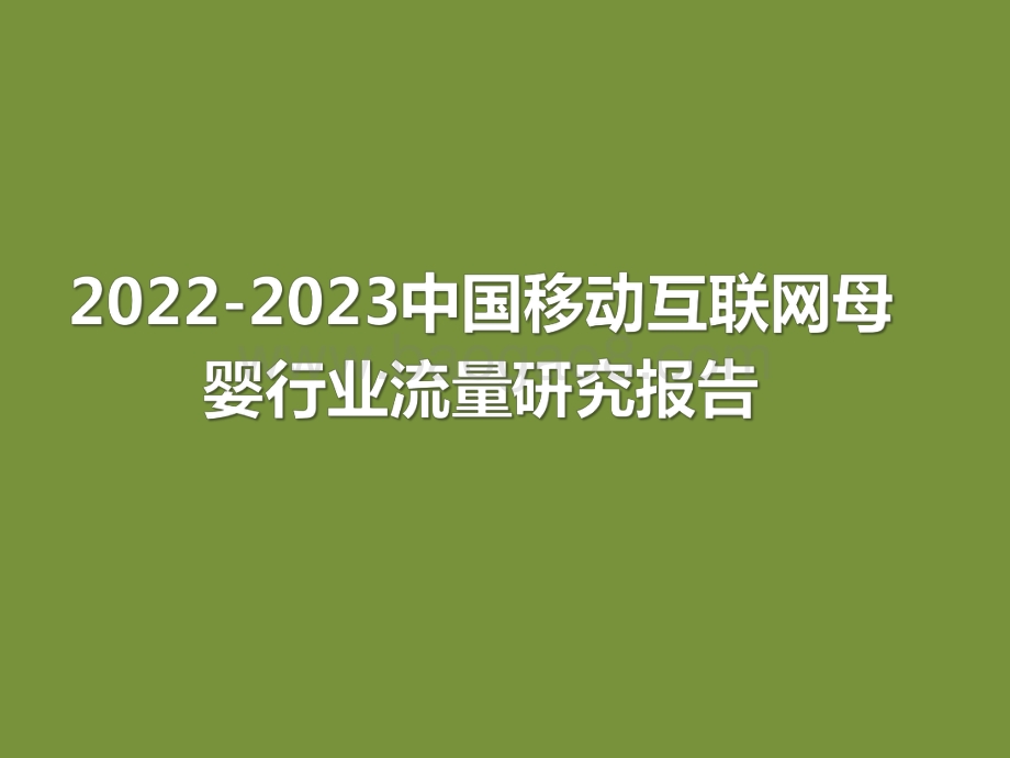 2022-2023中国移动互联网母婴行业流量研究报告.pdf_第1页