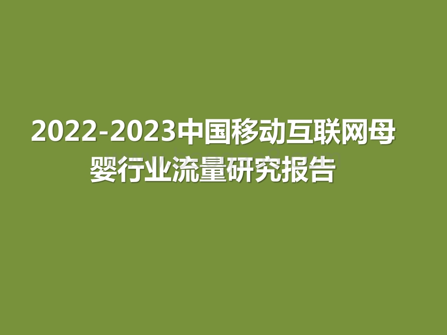 2022-2023中国移动互联网母婴行业流量研究报告.pptx_第1页